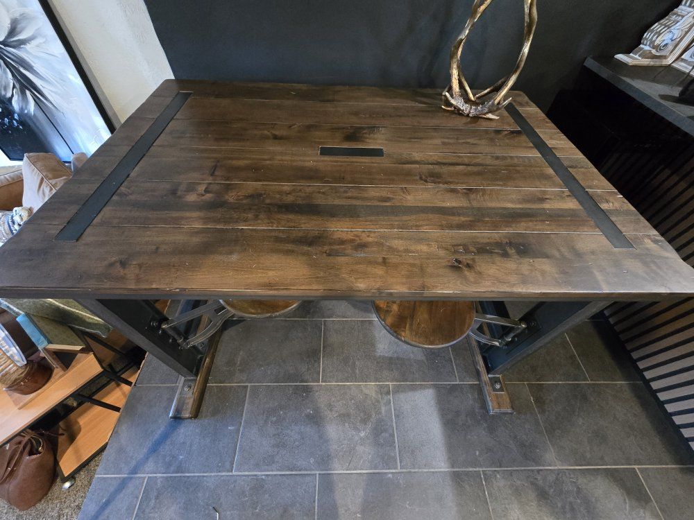 World Market Dining Table with attached seats