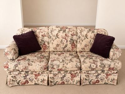 Vintage Floral Sofa & Matching Oversized Chair Set