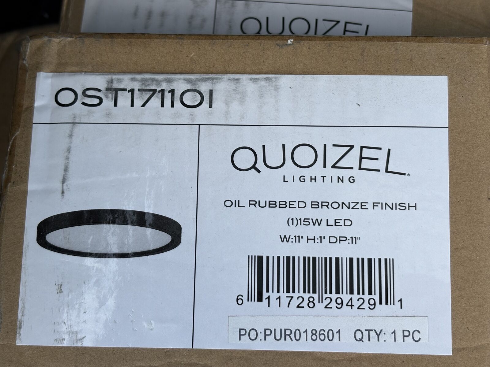 Brand new Quoizel Outskirts 11” round led oil rubbed bronze finish flush mount light $100 cash