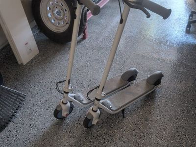 Pair of Segway Ninebot Electric Kick Scooters - White/Gray, Excellent Condition