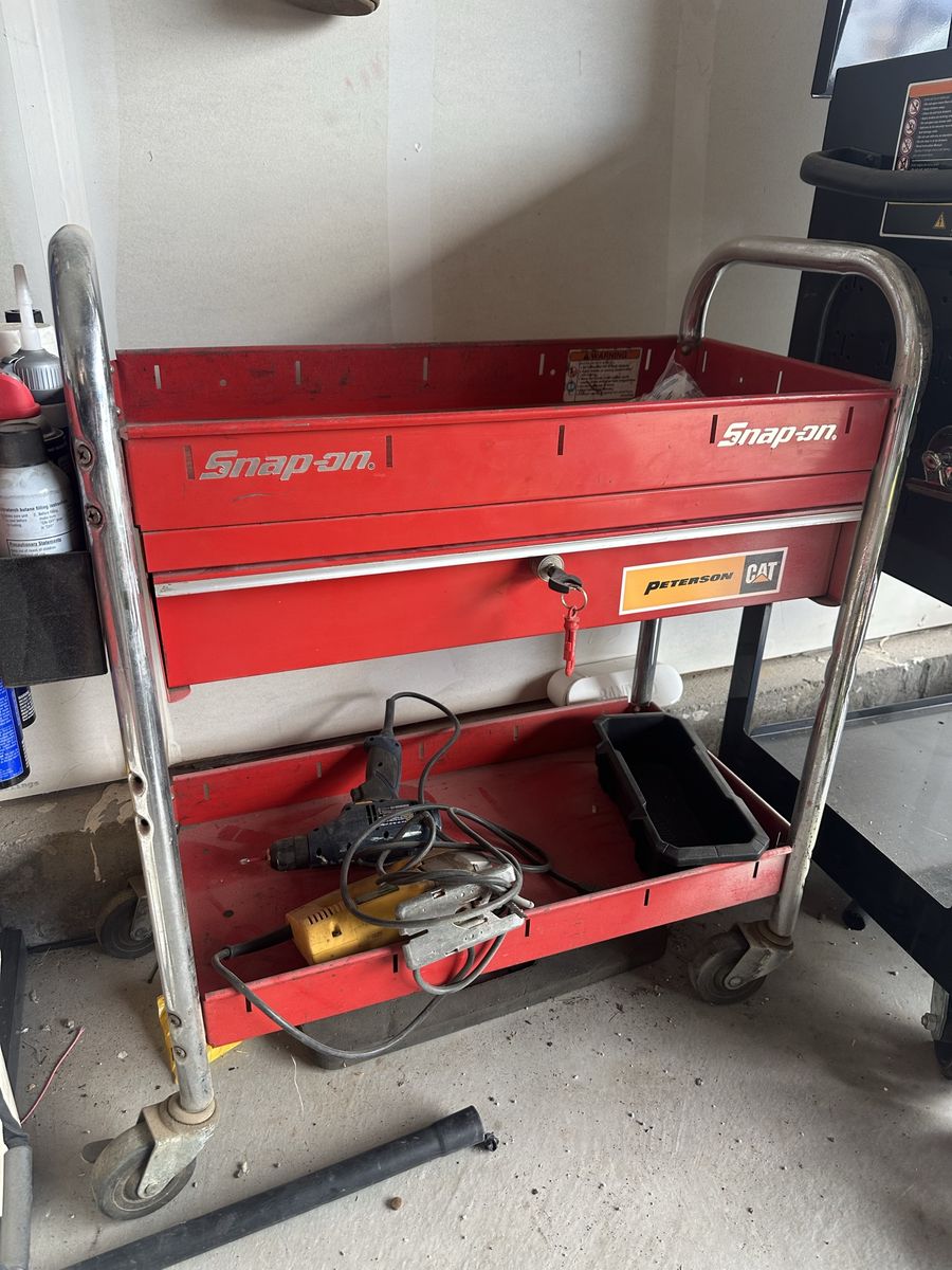 Snap-on Red Rolling Tool Cart Utility Shop Dolly with Locking Drawer and Key