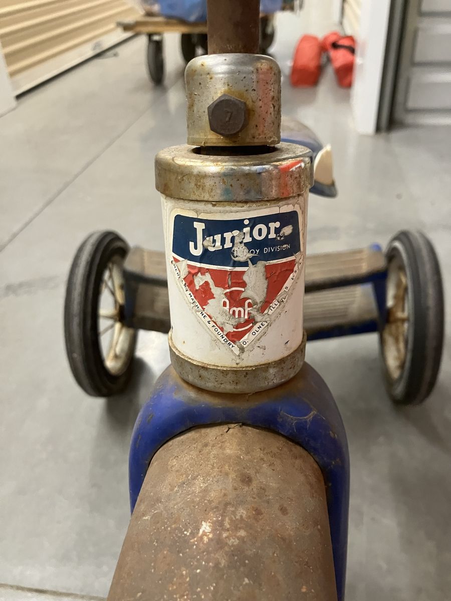 Vintage 1970 AMF Junior Blue & White Tricycle - Large Style Retro Ride