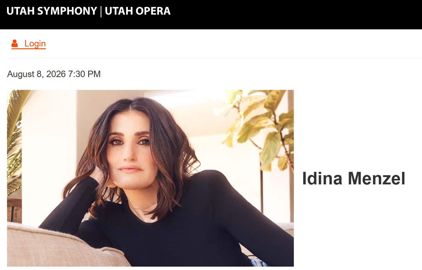 2 Tickets for Idina Menzel at Deer Valley, Preferred Reserve Seating