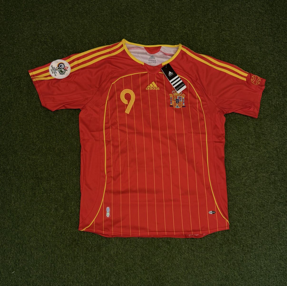 Adidas Spain F. Torres #9 Home Jersey - Red/Yellow, Size L, FIFA World Cup 2006 Patch