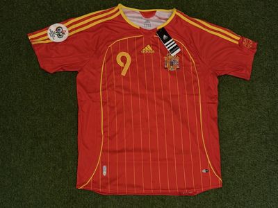 Adidas Spain F. Torres #9 Home Jersey - Red/Yellow, Size L, FIFA World Cup 2006 Patch