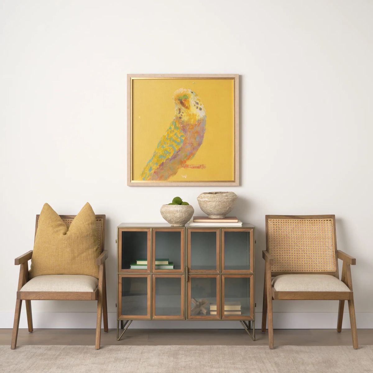 2 Mercana Light Brown Wood Accent Chairs— Brand New, still in box! Delivery Available