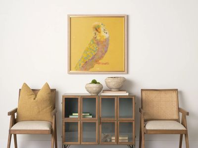 2 Mercana Light Brown Wood Accent Chairs— Brand New, still in box! Delivery Available