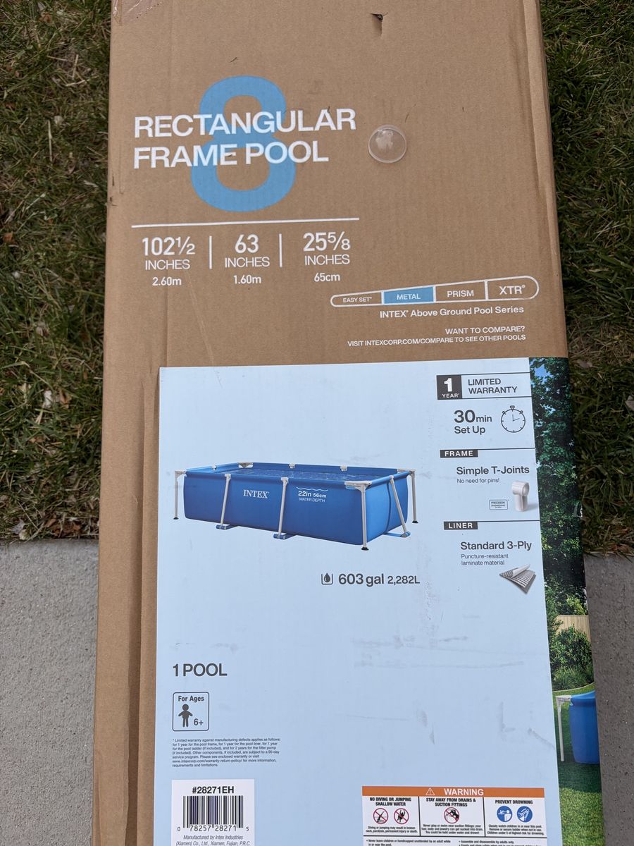 Intex Rectangular Frame Above Ground Pool 102.5" x 63" x 25.6" & Doniks Pool Heat Pump