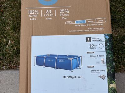 Intex Rectangular Frame Above Ground Pool 102.5" x 63" x 25.6" & Doniks Pool Heat Pump