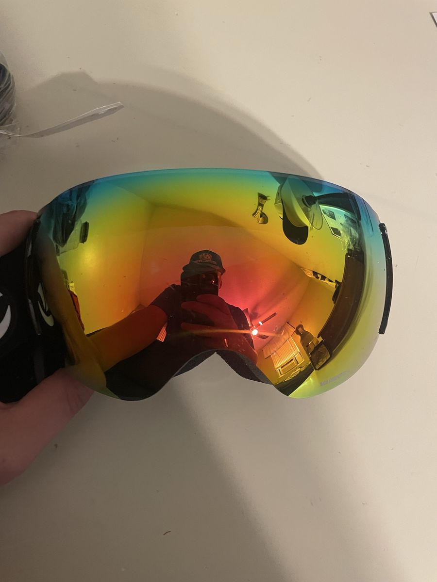 Ski Goggles - Multi-Color Mirrored Lens, Black Frame - Good Condition