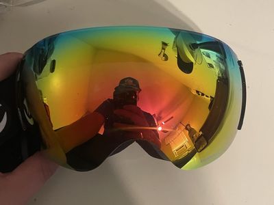 Ski Goggles - Multi-Color Mirrored Lens, Black Frame - Good Condition