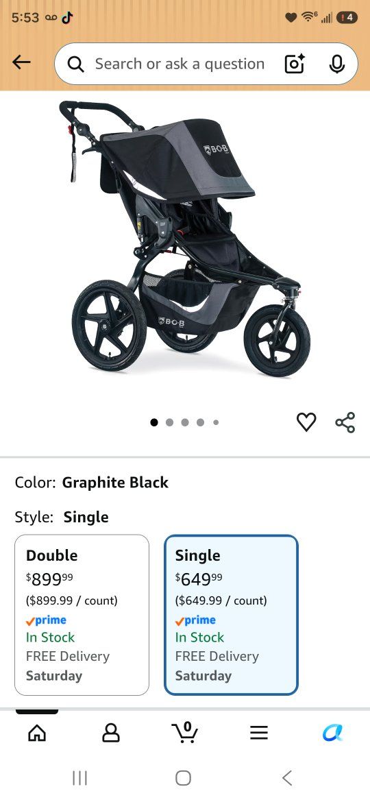 BOB Gear Revolution Flex 3.0 Jogging Stroller - Graphite Black - Single, All-Terrain