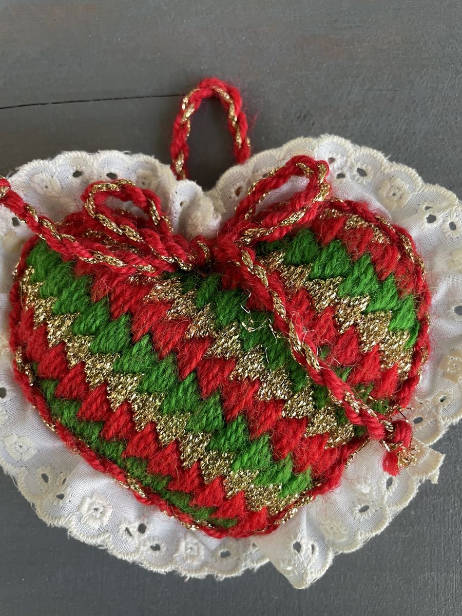 Vintage Christmas Heart Ornament