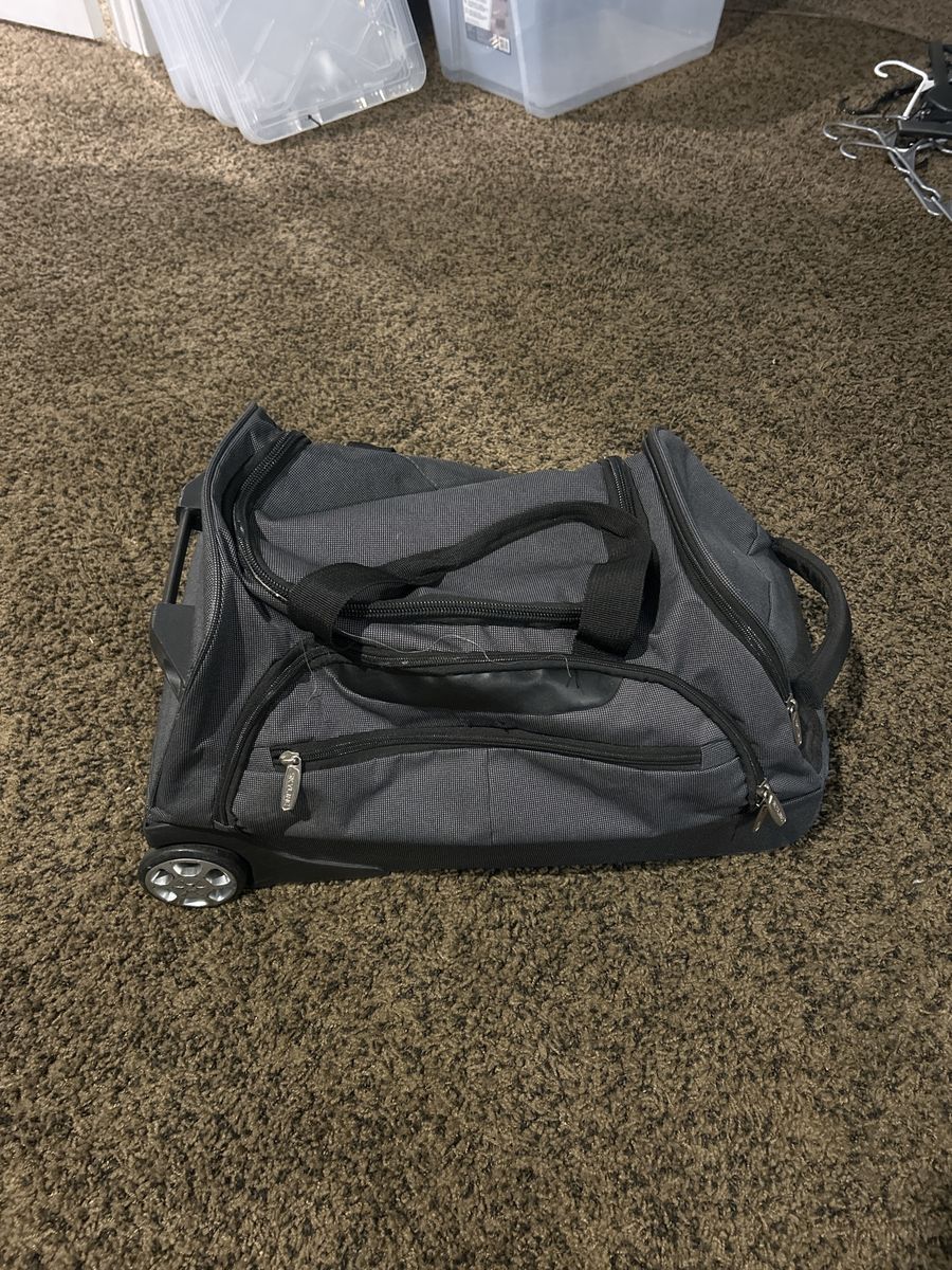 Skyline Gray Rolling Duffel Bag Travel Suitcase