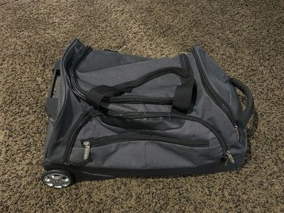 Skyline Gray Rolling Duffel Bag Travel Suitcase