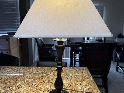 Matching Table Lamps with Linen Shades, Pair $60