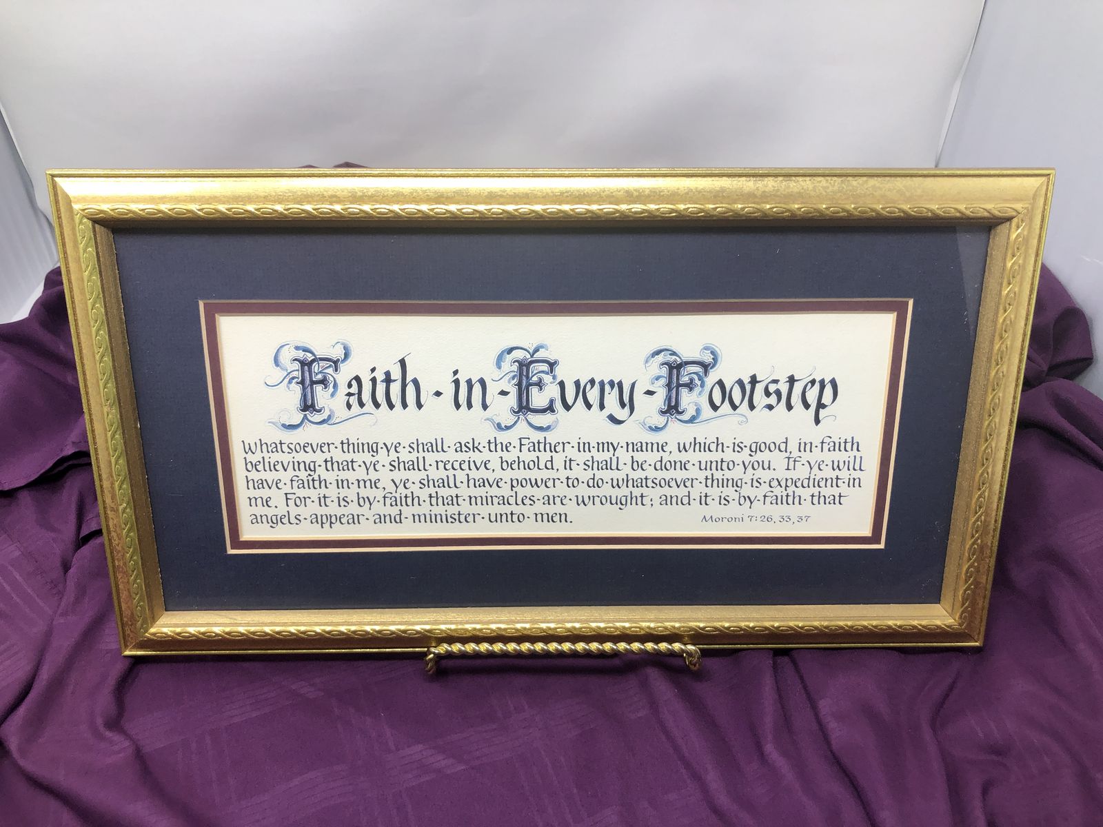 Framed "Faith in Every Footstep" Calligraphy Art - Moroni 7