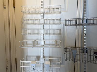 Adjustable Over-The-Door Wire Storage Shelving Rack Systems (White & Silver)