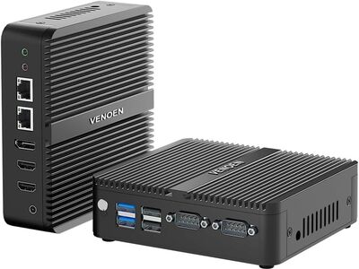 Fanless Mini PC Win 11Pro, Industrial PC J6412, 8GB DDR4 256GB SSD Expandable, Extra Slots, Dual HD, Mini, Plex, Proxmox