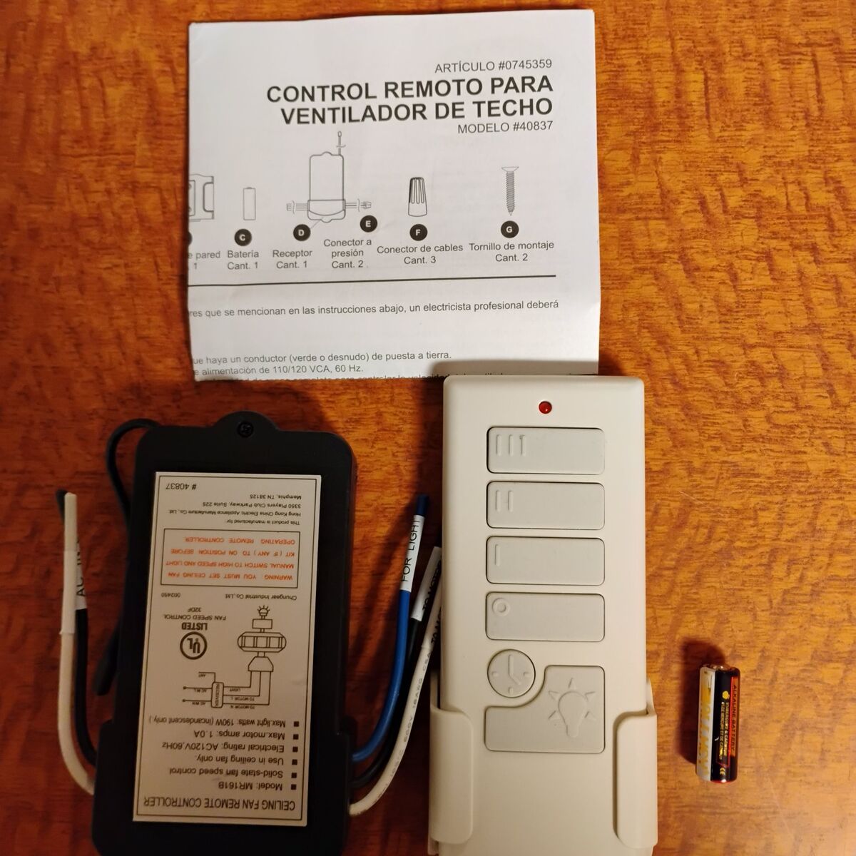 Remote control module for ceiling fan