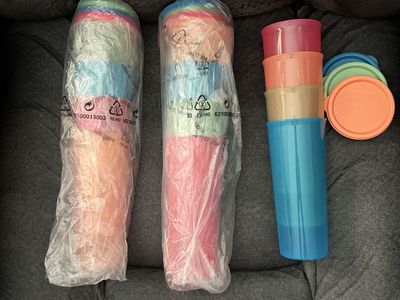 Tupperware Colorful Tumbler Cups with Lids Set