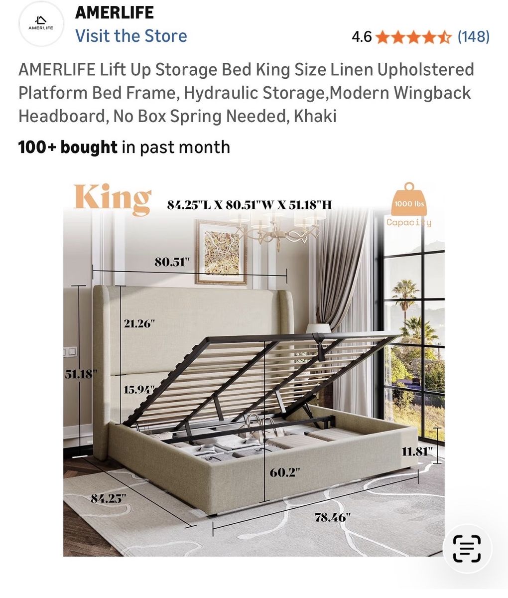 King Bed Frame-New In Box