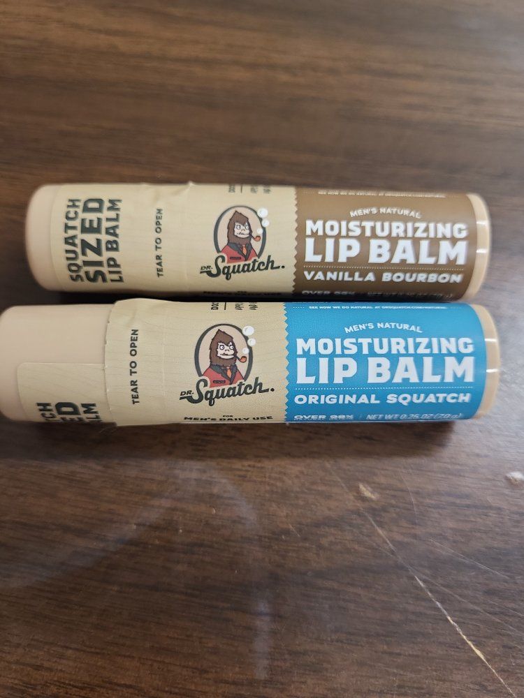 Dr. Squatch Men's Natural Moisturizing Lip Balm - Vanilla Bourbon & Original Squatch (2 Pack)