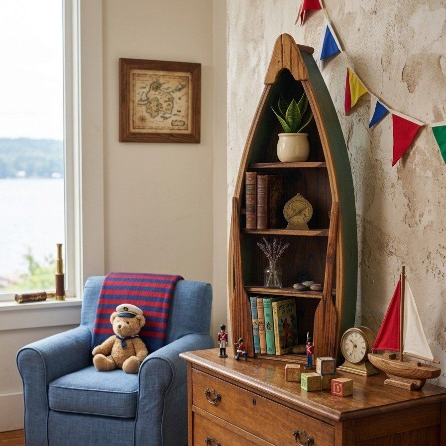 Rustic Canoe Boat Shelf