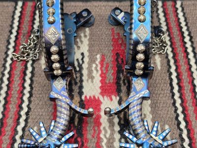 Vintage Sterling Inlay E. Garcia California Style Blued Spurs