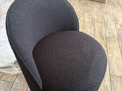 Modern Black swivel Bouclé Barrel Accent Chair