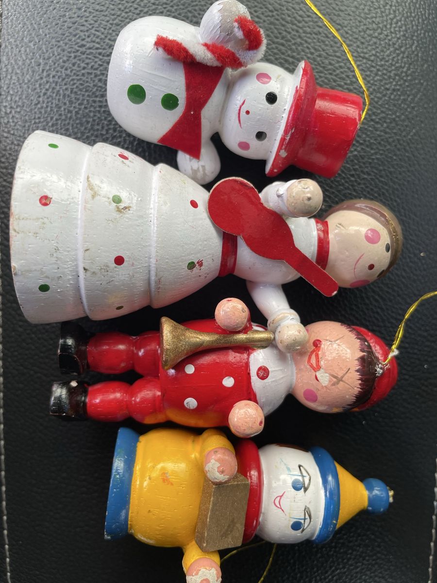 Vintage wood Christmas ornaments