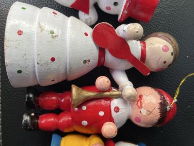 Vintage wood Christmas ornaments