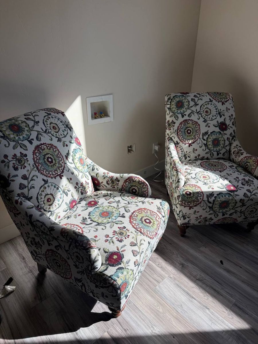 Pair of Floral Upholstered Accent Chairs
