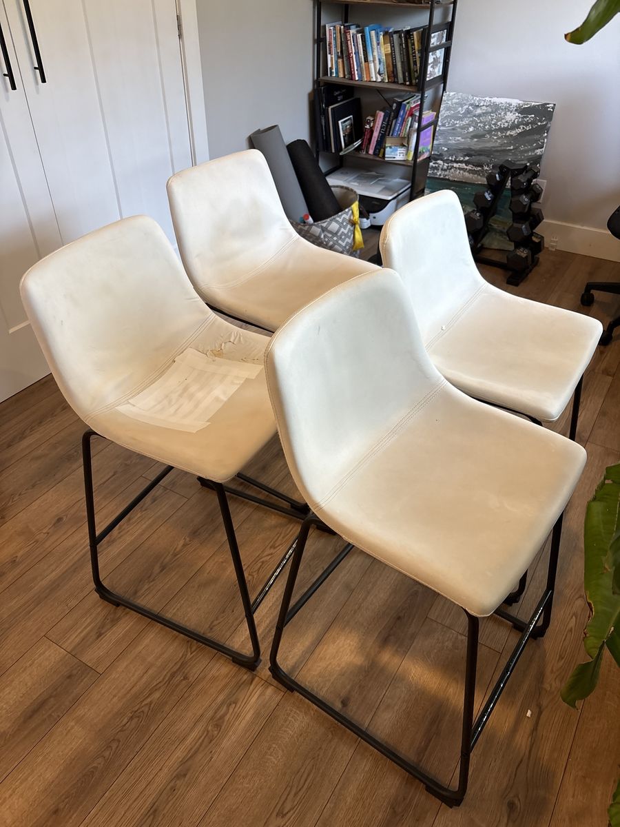 4 white counter height stools