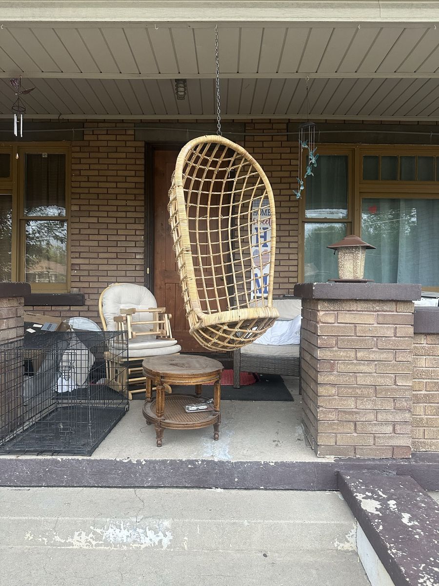 Vintage Wicker Rattan Hanging Egg Chair Porch Swing
