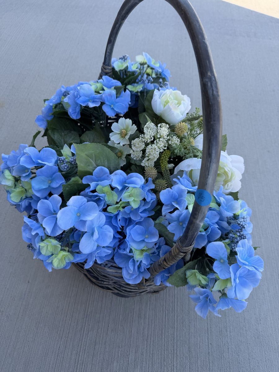 Fake flowers and Basket 