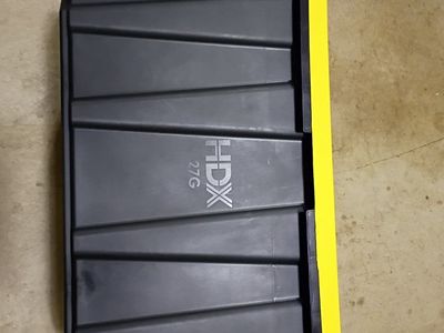 12 Available | HDX 27 Gallon Tough Plastic Storage Tote with Yellow Lid, Black | Single Use