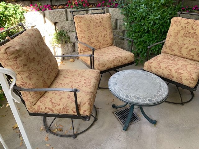 Four Patio Chairs with Canvas Covers