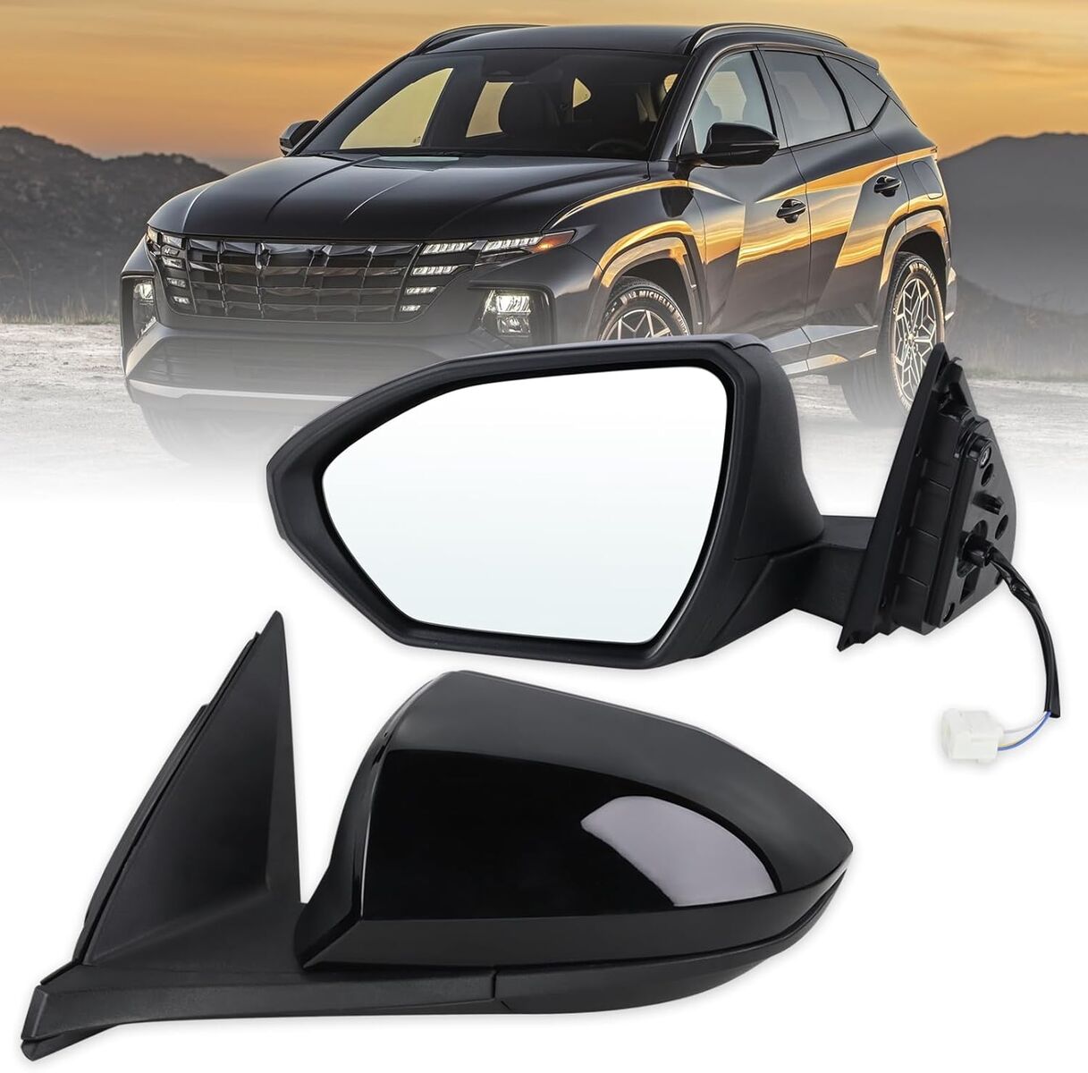 2022-2025 Hyundai Tucson Driver/Left Mirror With Power Glass Manual Folding Black