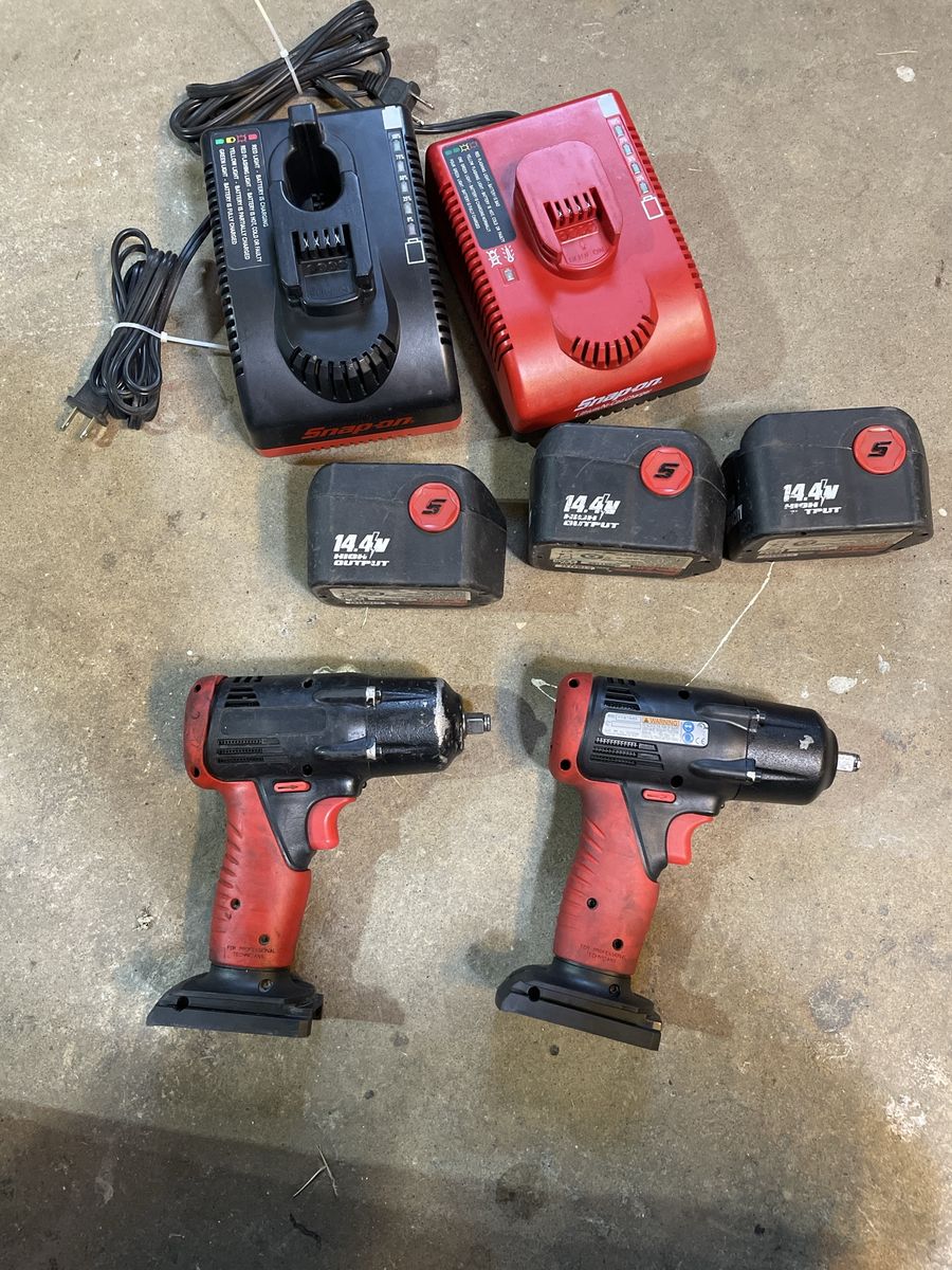 Snap-on 14.4V Cordless Impact Wrenches, Chargers, and Batteries Bundle
