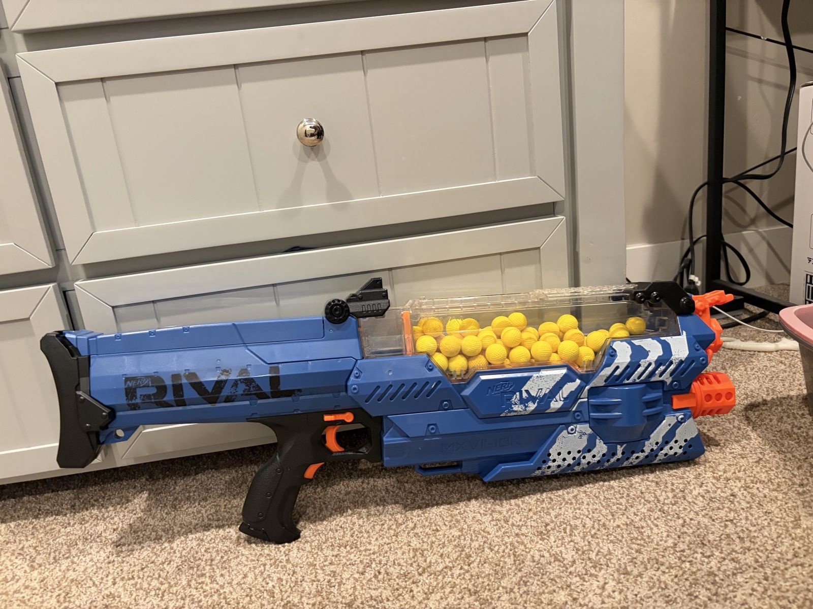 Nerf Rival Nemesis MXVII-10K Blaster - Blue, High-Capacity, Includes Rounds, Excellent Condition