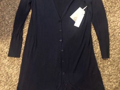 Nordstrom collection navy button down long v-neck