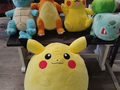 Large Pokemon Plush Set: Pikachu, Squirtle, Charmander, Bulbasaur Stuffed Animals
