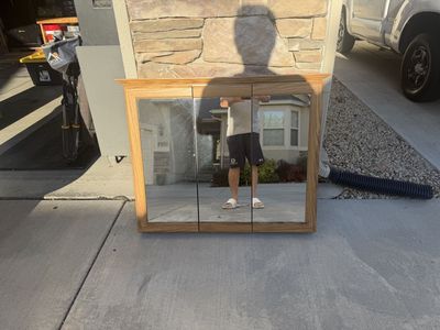 Wooden Triple-Door Bathroom Vanity Medicine Cabinet with Shelves