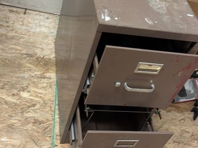 Vintage Metal 2-Drawer File Cabinet - Industrial Brown Office Storage