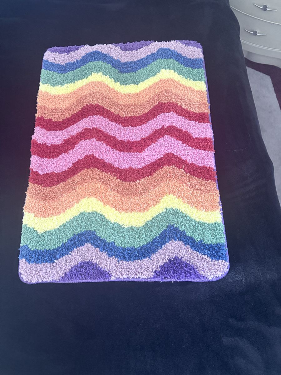Rainbow Wave Bath Mat - Colorful Chevron Design Rug
