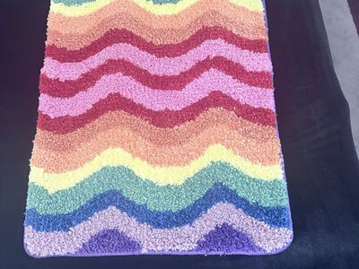 Rainbow Wave Bath Mat - Colorful Chevron Design Rug