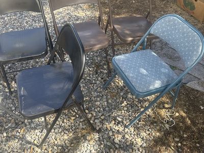 12 Assorted Metal Folding Chairs Lot - Various Colors and Styles
