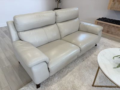 Like New Power Reclining Oatmeal Leather Sofa