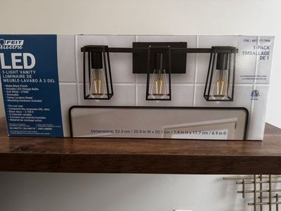 FEIT Electric LED 3-Light Vanity Light Fixture, Matte Black, Dimmable, 2700K Soft White, 20.9" W
